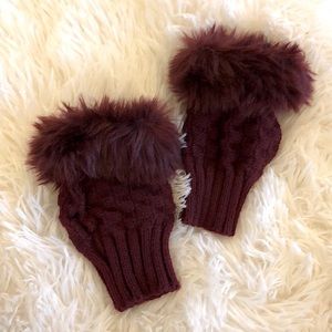 🆕 Burgundy winter gloves with fur
